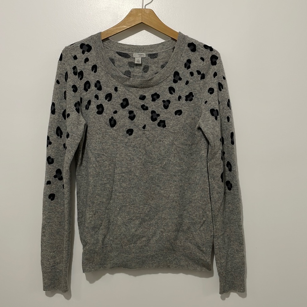 Halogen Leopard Cashmere sweater